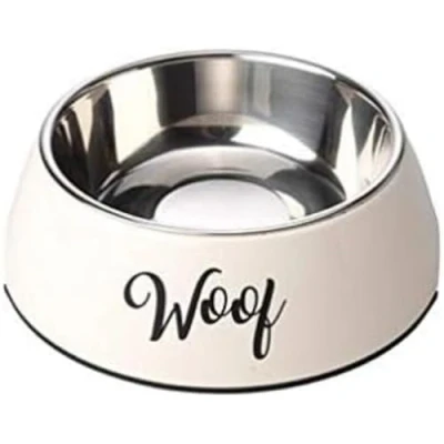Image of House Of Paws Cream Woof 2 in 1 Dog Bowl, X Large