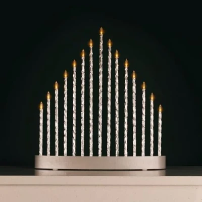 Image of Marco Paul Christmas Thin Pipe Candle Bridge Arch 15 White LED Light Battery Festival Accessories for Table Centrepiece, Window and Up Xmas Decor (Silver)
