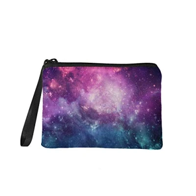 Image of TOADDMOS Purple Blue Galaxy Small Coin Purse Change Pouch Mini Wallet Bag with Zipper