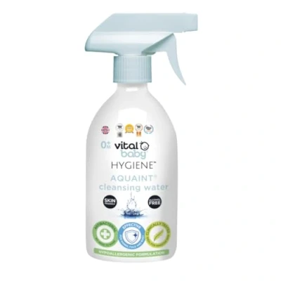 Image of Vital Baby Aquaint Cleansing Water 500ml Hypoallergenic &amp; Antibacterial Safe for All Ages, Gentle on Skin, Alcohol Free, 100% Natural Formula Vegan Friendly Quick, No Rinse Skin Cleanser