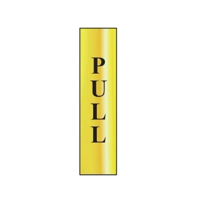 Image of Scan SCA6034 Self adhesive brass effect sign Pull (vertical) 50 x 200mm