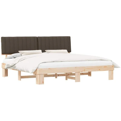 Image of vidaXL Bed Frame with Upholstered Headboard Taupe 200 x cm