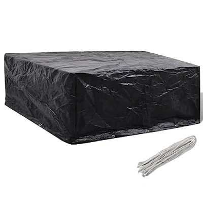 Image of vidaXL Durable Polyethylene Garden Furniture Cover, UV resistant and Tear with 10 Eyelets, 260 x 90 cm, Black, Suitable for Benches, Tables, Rattan Sets