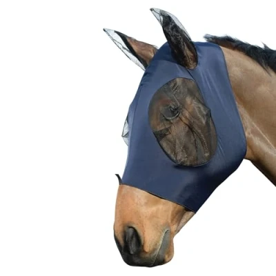 Image of WeatherBeeta Stretch Bug Eye Saver with Ears, Navy/Black, Pony