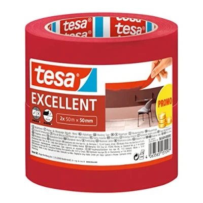 Image of tesa masking tape Excellent Painter&#039;s with thin paper backing for during painting work all paints, varnishes, and glazes indoor use 2x 50 m x mm