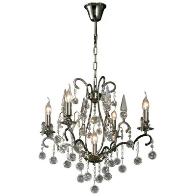 Image of Pescara Pendant Round 5 Light E14 Black Chrome/Crystal