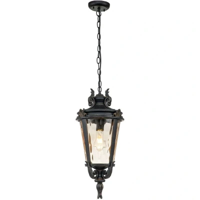 Image of Baltimore 1 Light Large Outdoor Ceiling Chain Lantern Weathered Bronze, E27