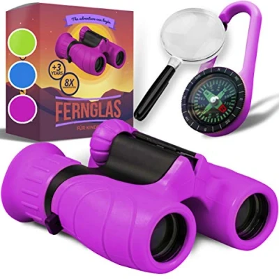 Image of Binoculars for Kids Perfect Toy Little Boys and Girls Extensive Set Incl. Magnifying Glass &amp; Compass Powerful Magnification 8X21 3 to 12 Year Old toddler
