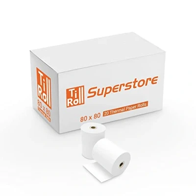 Image of 80 x Thermal Till Roll Epos Receipt Paper 1 Box 20 Rolls 12.7mm Core 80x78 Fit CNX 500