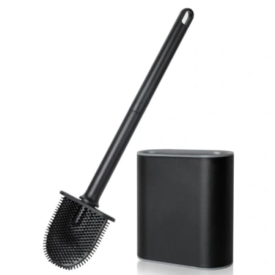 Image of AiQInu Toilet Brush, Plastic, TPR (synthetic rubber), Black, normalité