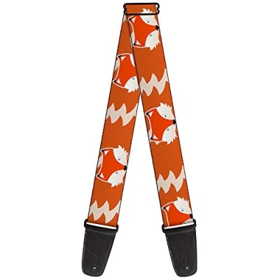 Image of Buckle Down Guitar Strap Fox Face Tail Orange Natural 2 Inches Wide (GS W30669)