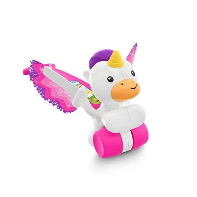 Image of Fisher Price Push &amp; Flutter Unicorn, Pink Toy for Baby