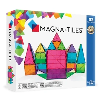 Image of MAGNA TILES Classic 32 Piece Magnetic Construction Set, Magnet Building Blocks, STEM Engineering Toys &amp; Math Manipulatives, Preschool, Classroom, Playroom, Sensory Room Essentials