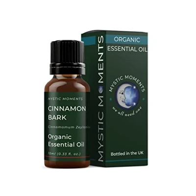 Image of Mystic Moments Organic Cinnamon Bark Essential Oil 10ml Pure &amp; Natural for Diffusers, Aromatherapy Massage Blends Vegan GMO Free