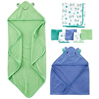 Image of Simple Joys by Carter&#039;s Baby Boys&#039; 8 Piece Towel and Washcloth Set סט אביזרי חורף, Blue/Green/White, One Size