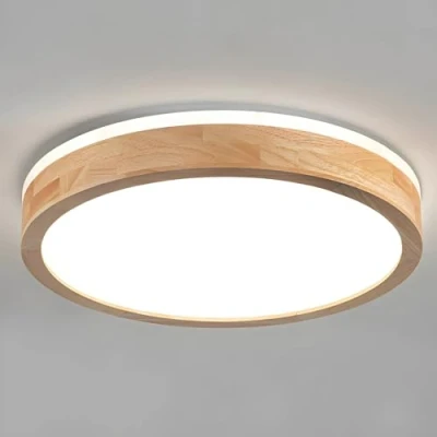 Image of YYUTLUO LED Ceiling Light Wood, Top 360 Glow Round Natural Wooden Lamp 6000K Cool White, 18W 1600lm Living Room, Kitchen, Dining Hallway, Home, Office, Children&#039;s Study (Ø30cm)