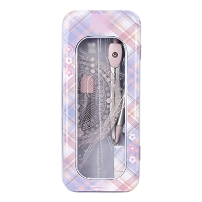 Image of Millya 8PCS Students Compass Set with Protractor Rulers Math Geometry Drawing School Supplies (F Pink)
