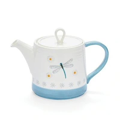 Image of Cooksmart British Designed Ceramic Tea Pot Large Teapot for Serving Hot Drinks Pots All Family Sizes English Meadows