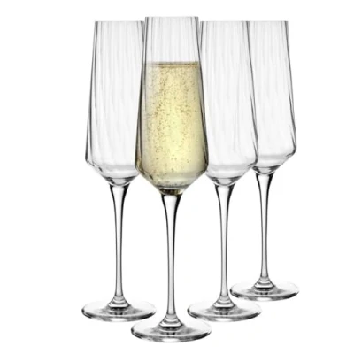 Image of Krosno Decorative Champagne Glasses, Set of 4 x 6,8 FL OZ, Avant Garde LUMI Collection, Unique Gift Idea, Dishwasher Safe, Made in Europe