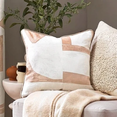 Image of Hoem Carro Abstract Cotton Piped Feather Filled Cushion