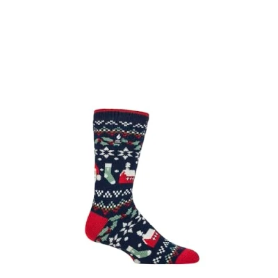 Image of Mens 1 Pair SOCKSHOP Heat Holders 1.6 TOG Lite Christmas Socks Festive Tidings 6 11