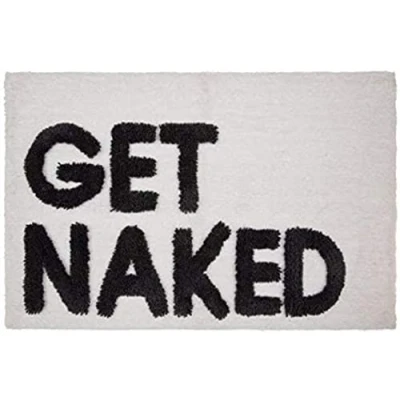 Image of U.saf Soft &quot;Get Naked&quot; Slogan Bath Mat (White)