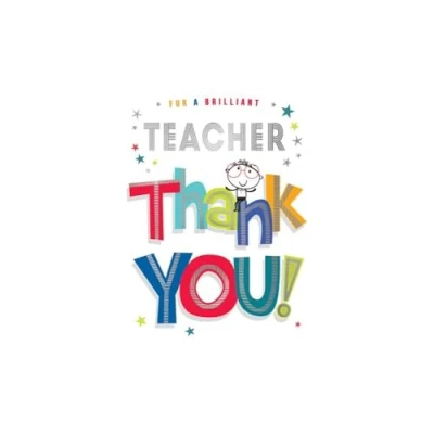 Image of Piccadilly Greetings Brilliant Teacher Thank You Card 7 x 5 inches