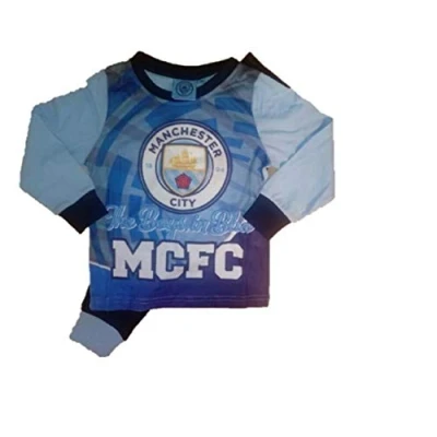 Image of MANCHESTER CITY Kids Childrens Girls Boys Pyjamas/Pyjama Set Blue Age 3 4 Years