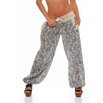 Image of Malito Harem Pants with Orient Print Boyfriend Aladin Bloomers Baggy Yoga 3488 Women One Size (Dark Grey)