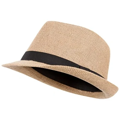 Image of Trespass Fedora, Natural, Hat with Ribbon Detail Adult Unisex, Beige