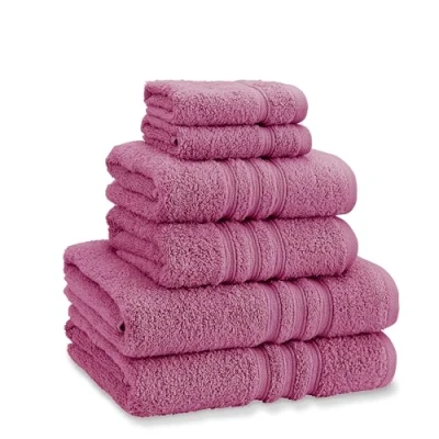 Image of Catherine Lansfield Zero Twist Soft &amp; Absorbent Cotton 6 Piece Towel Set Raspberry
