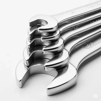 Image of 6piece Spanner Wrench Combination Tool Set 6 14mm Chrome Ratchet Garage
