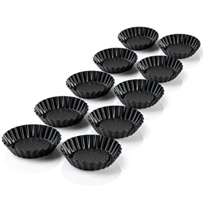 Image of Grizzly Mini Tartlet Tins, 10 x Tart Shells Ø 11 cm, Non Stick Coated, Baking Tin Set, for Egg Tart, Pie and Small Ensaymada