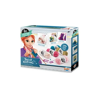 Image of Buki France Be Teens Knitting Kit. Craft Set for Kids. 290g of Wool. Learn to Finger Knit, with Needles &amp; Stocking Stitch. Instructions on how make a Scarf, Purse Gloves. Gift 8+