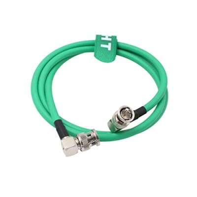 Image of HangTon 12G SDI Raw 4K 60fps Video Cable Right Angle to BNC Canare LV 61S 75 ohm Coaxial Shielded for Sony FS7 FX9 FX6 Alexa DSMC2 Camera Blackmagic SmallHD Atomos Monitor (30cm, Green)