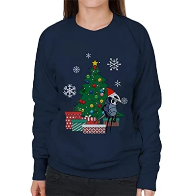 Image of Cloud City 7 Quirrel Around The Christmas Tree Hollow Knight Women&#039;s Sweatshirt Navy Blue
