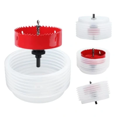 Image of hsawbit 120mm Hole Saw Cutter with Dust Collector, Holesaw Catcher (125mm) for Recessed Lights Drilling Soft Wood, PVC Board and Plastic Plate