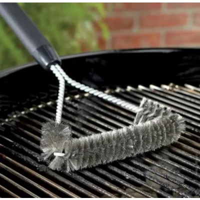 Image of Garden Mile bbq cleaner brush 43cm Long Ergonomic Handle Grip for Grill cleaning brush, Durable Carbon Bristles, with Built in Metal Scraper (Long Brush)