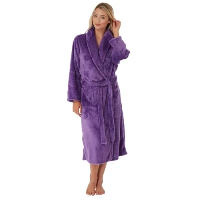 Image of Undercover Ladies Coral Fleece Med Dressing Gown Purple 18 20