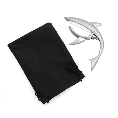 Image of Alnicov Guitar Capo Shark Zinc Alloy Tone Clip for Electric Acoustic Classical Ukulele(Silver)