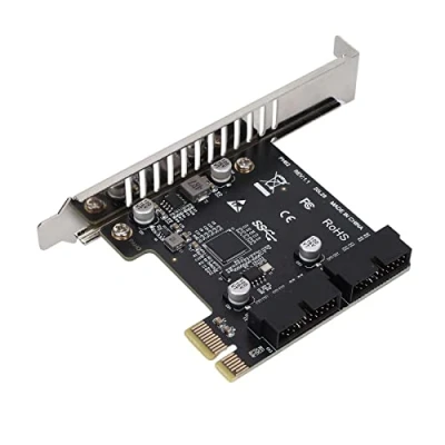 Image of ciciglow USB 3.0 PCI Express Expansion Card,PCIE to USB3.0 19/20 Pin Interface Compatible X4 / X8 X16 Riser Card for Windows Vista (ph62 full height)