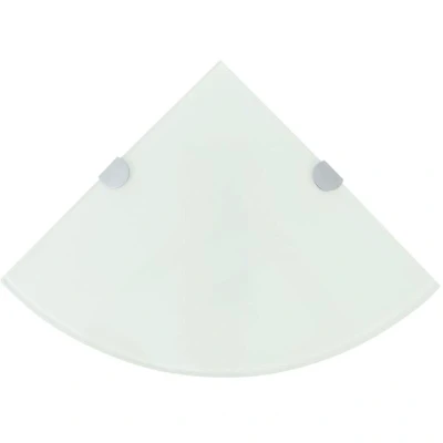 Image of vidaXL Corner Shelf with Chrome Supports Glass White 25x25 cm