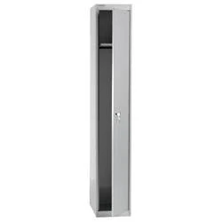 Image of Office Hippo Bisley Steel Locker, Single Door, Fully Lockable Metal Storage With Shelf and Coat Hook, Cabinet, Goose Grey, 30.5 x 45.7 180.2 cm