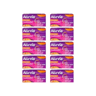 Image of Allevia Allergy Tablets 70 120mg Fexofenadine 24hr Relief Acts within 1 Hour Non drowsy in Most People Relieves Hayfever, Pet, Dust and Mould Allergies