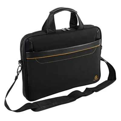 Image of Exacompta Ref 17434E Exactive Laptop Briefcase 305 x 420 50mm in Size, Padded Compartment for a 15.6&quot; or Tablet, Hardwearing Polyester Black &amp; Orange