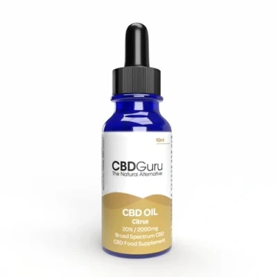 Image of CBD Guru Oil Drops 2000mg 10ml Citrus Flavour Broad Spectrum 20% for Sleep &amp; Anxiety Support