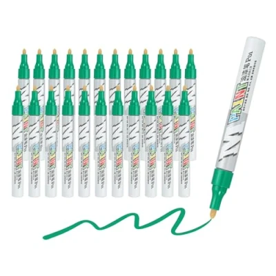 Image of M&amp;G Paint Marker Pens, 24Pcs Waterproof Markers Quick Dry and Permanent Metallic for Painting Stone, Wood, Plastic, Ceramic, Canvas, Glass, Tires, Green