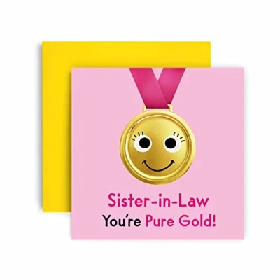 Image of Huxters Birthday Cards for Women You&#039;re Pure Gold Sister In Law Happy Card Birthday, Mother’s Day with Lovely Pink Envelope Funny (Sister in_Law)