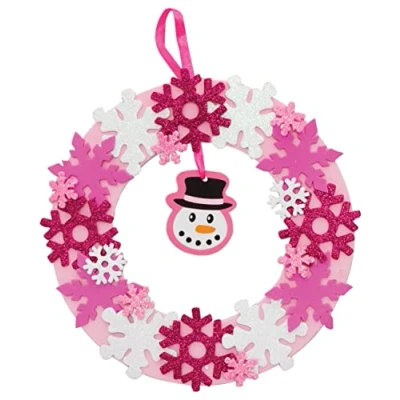 Image of Baker Ross FE870 Snowflake Wreath Kits Pack of 3, Ring to Decorate and Display, Make Your Own Decorations, Ideal Kids Arts Crafts Project, Blue,Pink,Purple