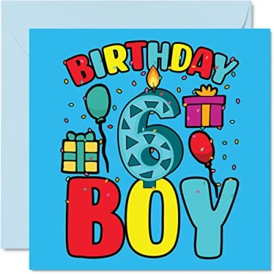 Image of 6th Birthday Card Boy Happy 6 Year Old Boy, Boys Cards for Him, 145mm x Greeting Son Brother Grandson Nephew Cousin God Son, Sixth
